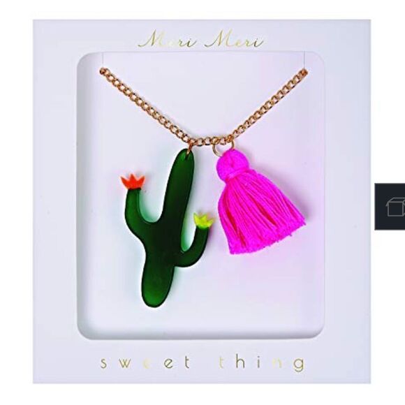 Meri Meri Cactus Necklace Acrylic Epoxy Charm New - Picture 1 of 4